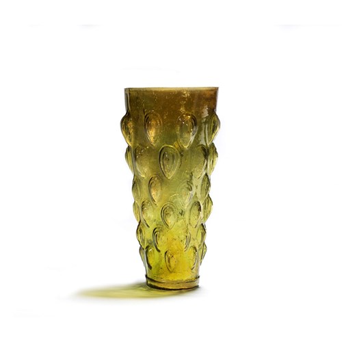 Monumental Olive-Green Glass ‘Lotus-Bud’ Beaker